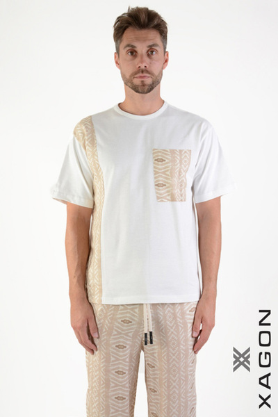 EXAGON TRICOU OVERSIZE CU INSERȚII - XAGON - BEJ, XL