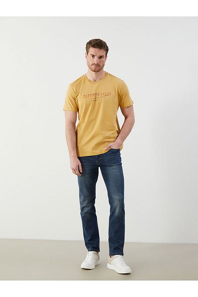 LC Waikiki New Season Crew Neck εμπριμέ χτενισμένο βαμβακερό ανδρικό Tisort - S5KP00Z8