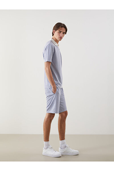 LC Waikiki شورت رجالي مخطط من إنديجو ستاندرد