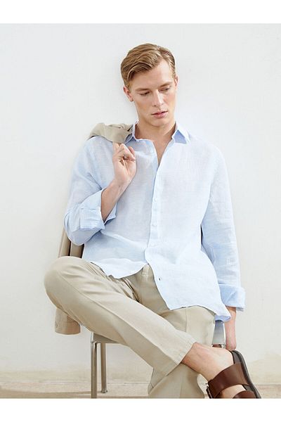 LC Waikiki Regular Fit Long Sleeve Linen Men's Shirt