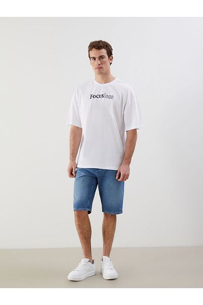 LC Waikiki New Season Crew Neck Κοντό μανίκι εμπριμέ χτενισμένο βαμβακερό ανδρικό Tisort - S5II89Z8