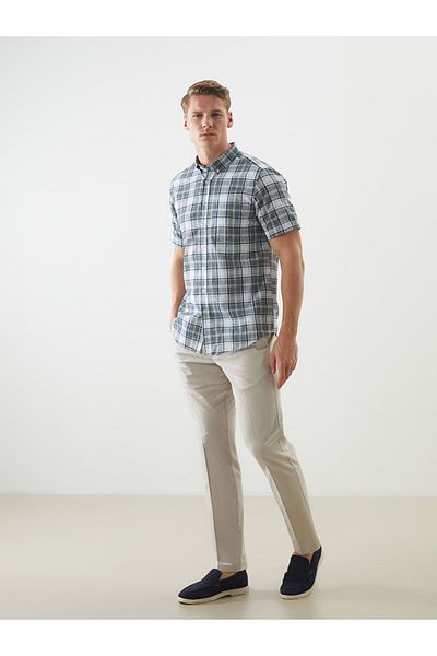 LC Waikiki Regular Fit Short Sleeve Plaid Men's Shirt