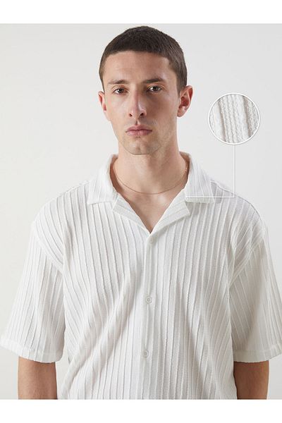 LC Waikiki Regular Fit Short Sleeve Striped Dobby Men's Shirt