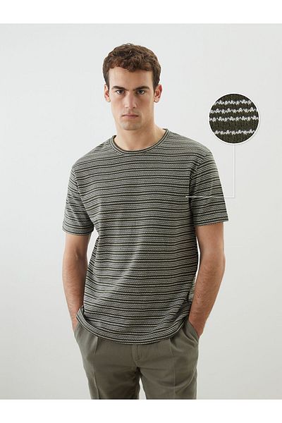 LC Waikiki Crew Neck Striped Men's Textured T-Shirt