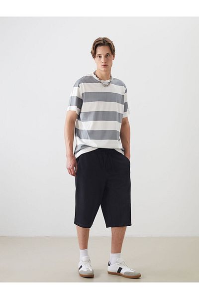 LC Waikiki New Season Crew Neck Κοντό μανίκι ριγέ χτενισμένο βαμβακερό ανδρικό Tisort - S52756Z8