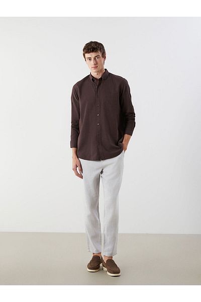 LC Waikiki Regular Fit Long Sleeve Linen Blended Men's Shirt
