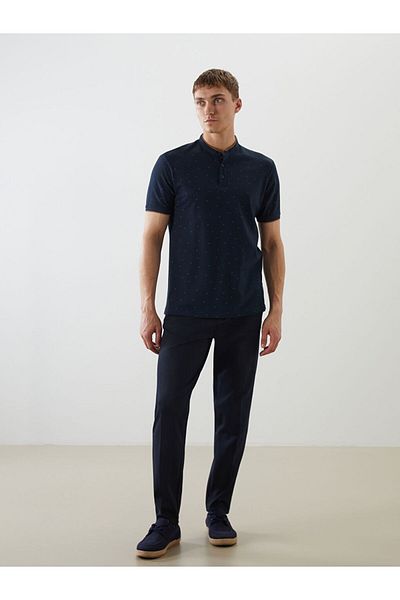 LC Waikiki Judge Collar Patterned Combed Cotton Men's T-Shirt