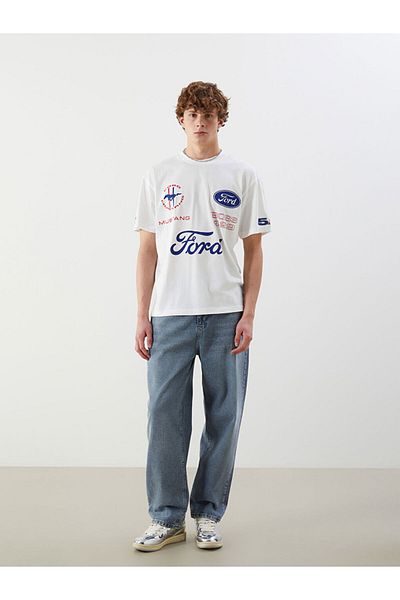 LC Waikiki New Season Crew Neck εμπριμέ χτενισμένο βαμβακερό ανδρικό Tisort - S5OC19Z8