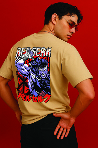 By Caspita Fashion Μπεζ μπλουζάκι Lenithra Berserk Guts Anime με στάμπα Unise...