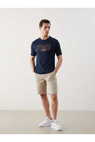 LC Waikiki Crew Neck Printed Combed Cotton Piping Men's T-Shirt