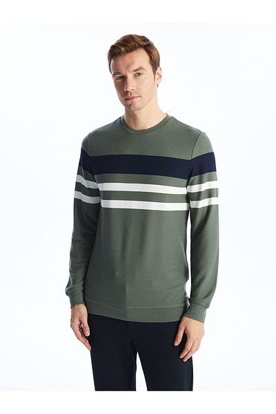 LC Waikiki Crew Neck Long Sleeve Striped Men's Sweatshirt
