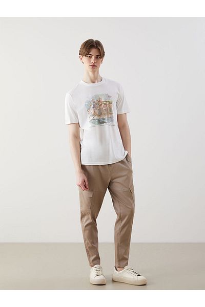 LC Waikiki Crew Neck Marseille Printed Combed Cotton Men's T-Shirt