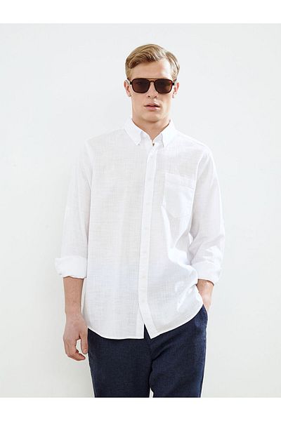 LC Waikiki Regular Fit Long Sleeve Linen Blended Men's Shirt