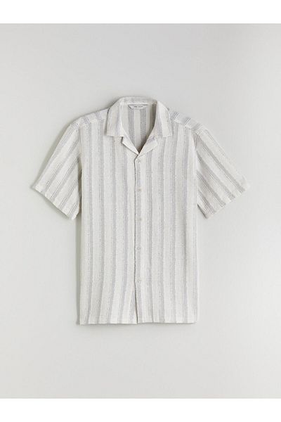 LC Waikiki Regular Fit Short Sleeve Striped Dobby Men's Shirt