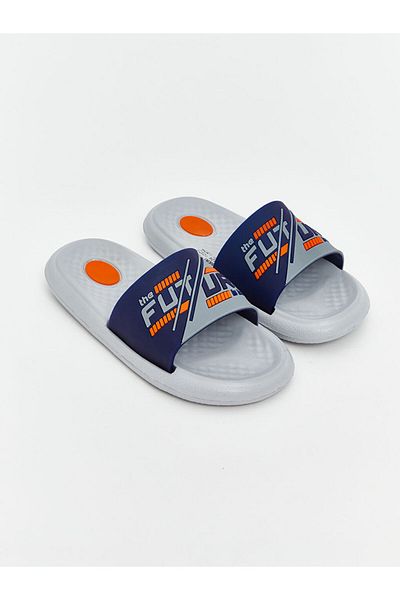 LC Waikiki Navy Blue Single Strap Printed Boy's Slippers