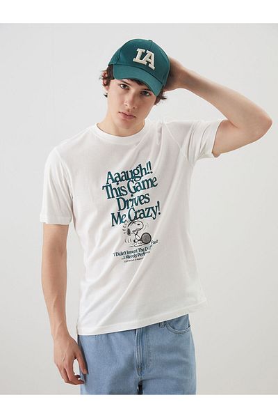LC Waikiki Crew Neck Snoopy Printed Combed Cotton Men's T-Shirt