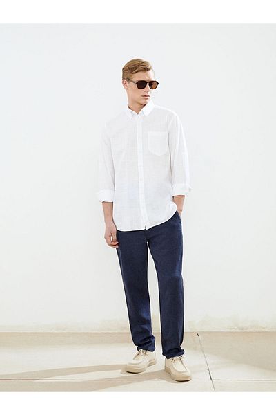 LC Waikiki Regular Fit Long Sleeve Linen Blended Men's Shirt