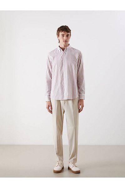 LC Waikiki Regular Fit Long Sleeve Striped Poplin Men's Shirt