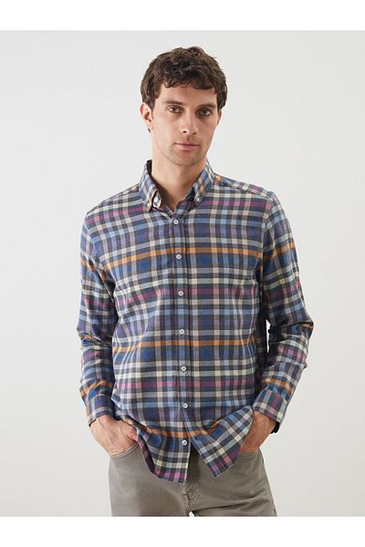LC Waikiki Regular Fit Long Sleeve Plaid Dobby Men's Shirt