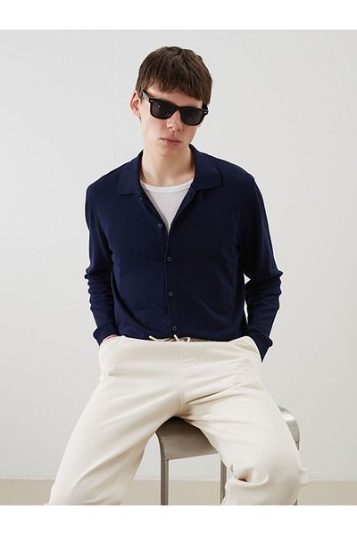 LC Waikiki Standard Mold Jacket Collar Men's Knitwear Cardigan