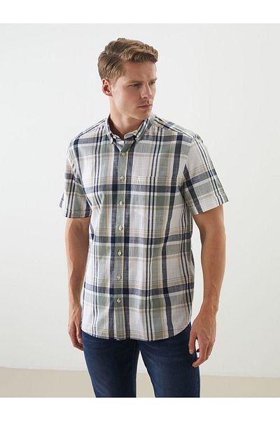 LC Waikiki Regular Fit Short Sleeve Plaid Poplin Men's Shirt