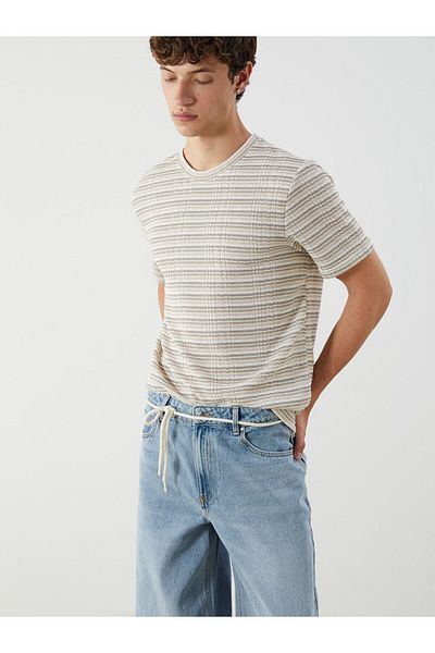 LC Waikiki Crew Neck Short Sleeve Striped Men's T-Shirt