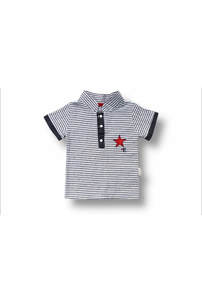 ALFA AKSESUAR 03 6-9 9-12 12-18 Months Short Sleeve Sweatshirt with Vip Collar and Hat 3-Piece Baby Boy Set Gray
