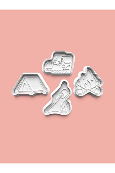 AKTASTORE قالب كوكيز للتخييم وقالب عجينة السكر مجموعة من 4 قطع 0614-set