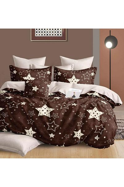 CHIRASO Finet CHIRASO 6-Piece Bedding Set, Double Bed, Stars, Dark Brown