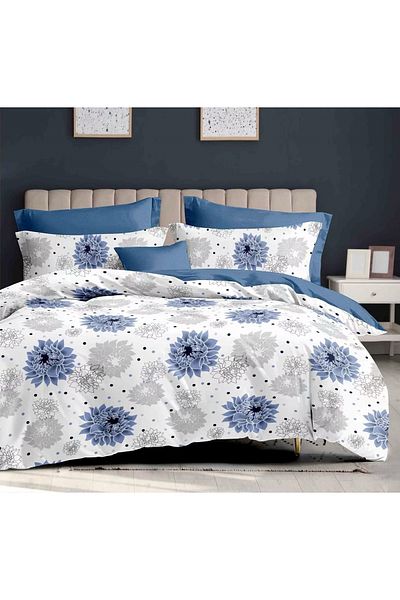 CHIRASO Finet CHIRASO 6-Piece Bedding Set, Double Bed, Flowers, Dusty Blue
