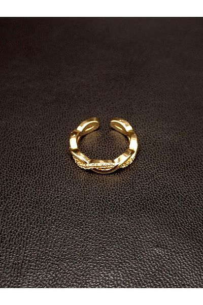Han Ticarethane Stoned Gold Color Chain Model Ring