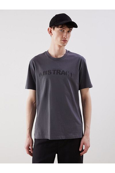 LC Waikiki Νέα σεζόν Crew Neck κοντομάνικο εμπριμέ χτενισμένο βαμβακερό ανδρικό μπλουζάκι - S5HF77Z8