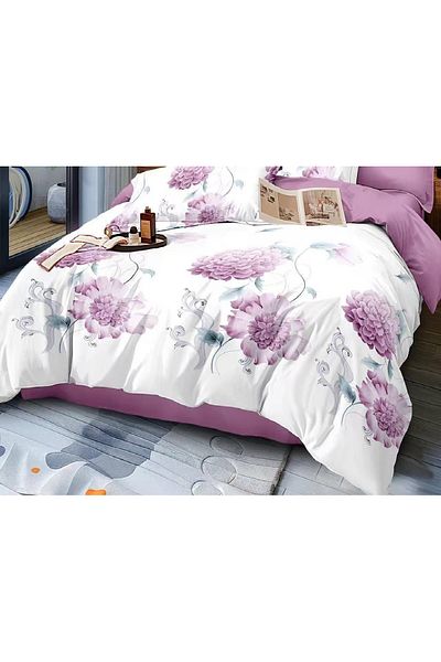CHIRASO Finet CHIRASO 6-Piece Bedding Set, 2 Persons, Floral Print, pastel white-purple