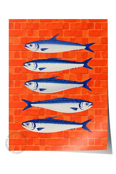 Postifull Frameless Wall Poster, Goby, Illustration, Red Color Poster, 2025 Summer Selection, No:1