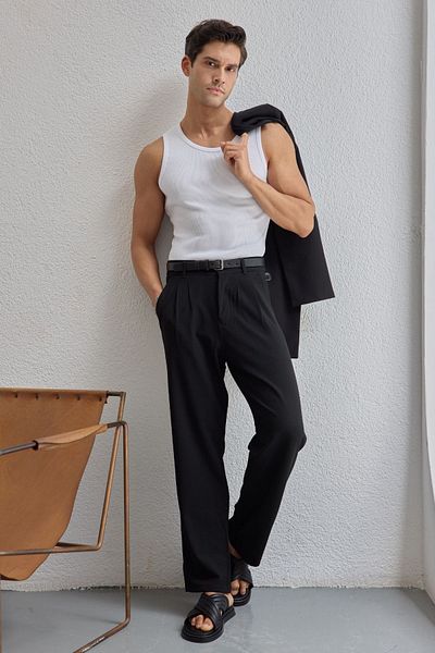 Livio Ferri Durry Men's Double Pleated Baggy Trousers