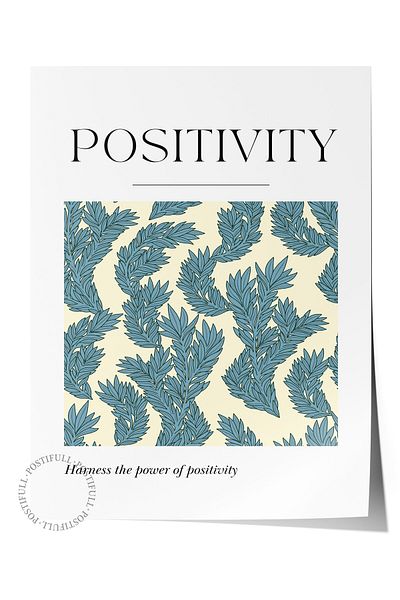 Postifull Frameless Wall Poster, Leaves, Text, Flat Illustration, Beige, Blue Color Poster, Summer Selection of 2025