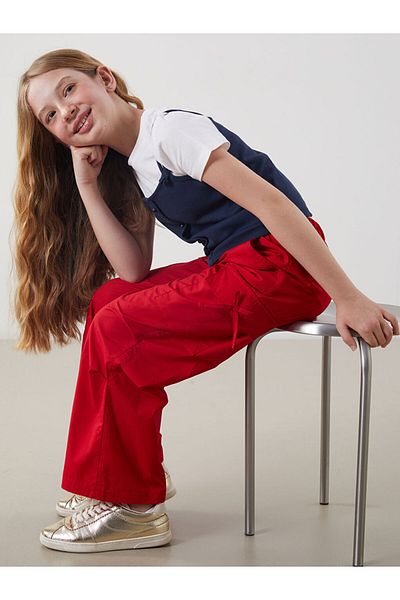 LC Waikiki Elastic Waist Bow Detailed Girls Cargo Pants