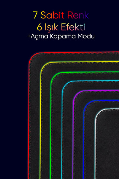 Deixy Rgb 13 Değişen Ledli Düz Siyah 70x30 Cm Gaming Oyuncu Su Geçirmez Mousepad Işıklı Mouse Pad