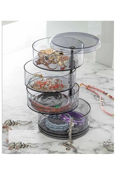 Enseb Jewelry - Makeup and Accessory Organizer 4 Tiers - Transparent (Dark) (336336)