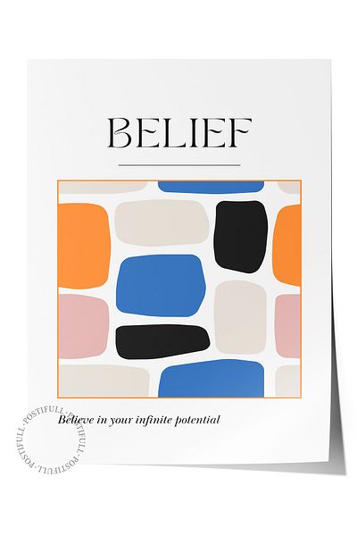 Postifull Poster de perete fără încadrare, forme,, minimalist, ilustrație, multicolor, poster de culoare bej, vara 2025