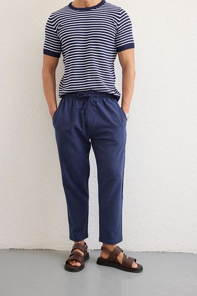 Livio Ferri Suwa Men's Drawstring Linen Pants Casual Fit Summer Light Fabric