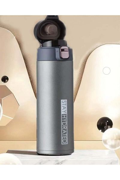 SyaMAG Stainless Steel Bottle, Thermos, Double-Wall Insulated, Gray, 450 ml