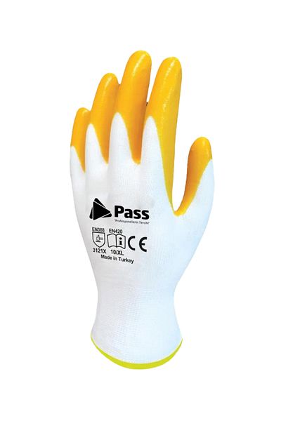 PASS قفازات عمل مغطاة بالنيترايل المحبوكة (12 زوجًا)