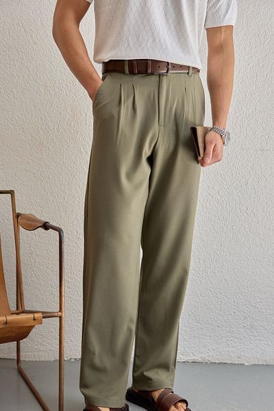 Livio Ferri Durry Men's Double Pleated Baggy Trousers