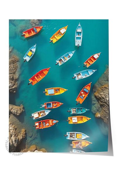 Postifull Frameless Wall Poster, Colorful Sandals, Photo, Maximalist, Blue Color Poster, Summer Selection of 2025