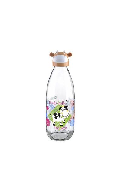 AC BOX Cute Glass Water Bottle with Cow Design - Milk Bottle 1000 ml (336336)