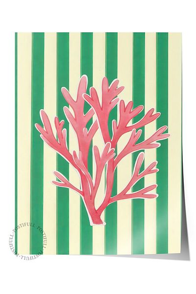 Postifull Frameless Wall Poster, Pink Coral, Illustration, Pink Color Poster, 2025 Summer Selection, No:109506