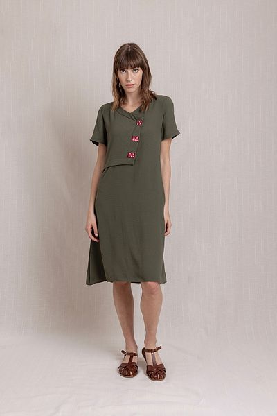 Volanlı Embroidered Linen Dress