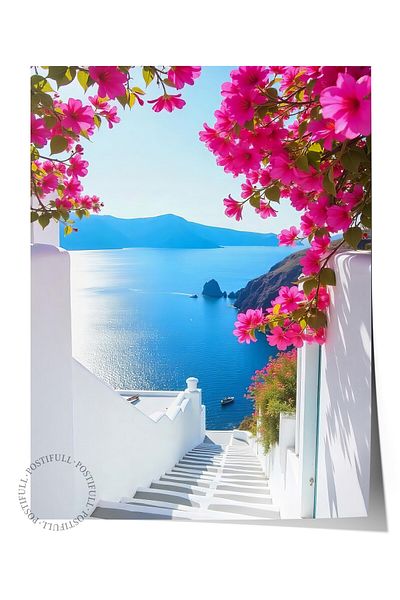 Postifull Frameless Wall Poster, Road to the Sea, Photo, Blue Color Poster, 2025 Summer Selection, No:109537
