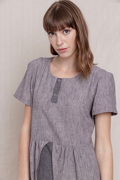Volanlı Short Sleeve Loose Linen Dress